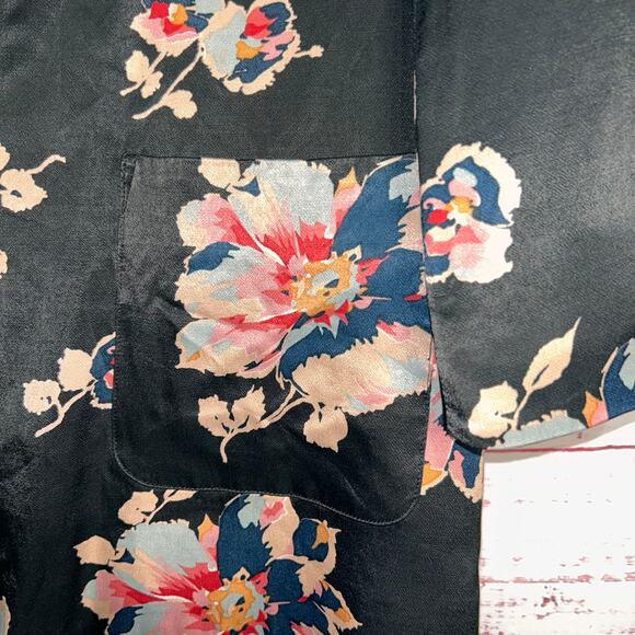 NWOT Anthropologie Ett:Twa Black & Floral Silky Feel Blazer Size XS - Picture 6 of 7